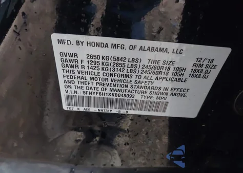 2019 Honda Pilot Lx z USA, uszkodzony, nr VIN 5FNYF6H1XKB048093